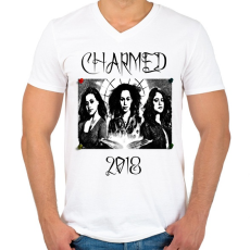 PRINTFASHION CHARMED 2018 draw - Férfi V-nyakú póló - Fehér