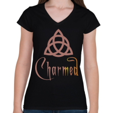 PRINTFASHION Charmed - Női V-nyakú póló - Fekete női póló