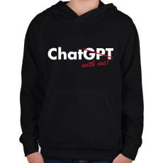 PRINTFASHION Chat with me - Gyerek kapucnis pulóver - Fekete
