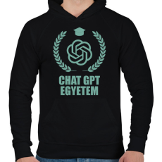PRINTFASHION Chatgpt egyetem - Férfi kapucnis pulóver - Fekete