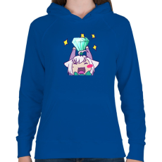 PRINTFASHION Cheer cica - Női kapucnis pulóver - Királykék