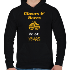 PRINTFASHION CHEERS AND BEERS 50 YEARS - Férfi kapucnis pulóver - Fekete férfi pulóver, kardigán