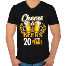 PRINTFASHION Cheers & Beers - 20 - Férfi V-nyakú póló - Fekete