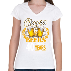 PRINTFASHION Cheers & Beers - 40 - Női V-nyakú póló - Fehér