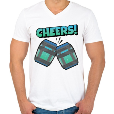 PRINTFASHION Cheers! Fortnite Chug Jug - Férfi V-nyakú póló - Fehér