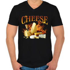 PRINTFASHION Cheese - Férfi V-nyakú póló - Fekete