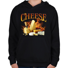 PRINTFASHION Cheese - Gyerek kapucnis pulóver - Fekete gyerek pulóver, kardigán