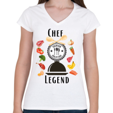 PRINTFASHION Chef Legend - Női V-nyakú póló - Fehér női póló