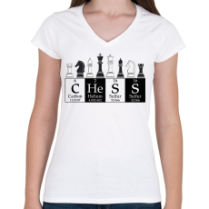 PRINTFASHION Chess - Sakk - Női V-nyakú póló - Fehér
