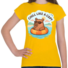 PRINTFASHION Chill like a capy - Női póló - Sárga