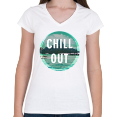 PRINTFASHION Chill Out - Női V-nyakú póló - Fehér