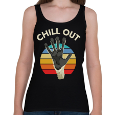 PRINTFASHION CHILL OUT - Nyugodj meg - vicces feliratos minta - Női atléta - Fekete női trikó