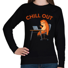 PRINTFASHION CHILL OUT - vicces lajhár - Női pulóver - Fekete