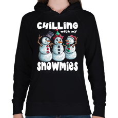 PRINTFASHION Chillin with snowmiees - Női kapucnis pulóver - Fekete