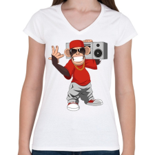 PRINTFASHION Chimpanzee - Női V-nyakú póló - Fehér női póló