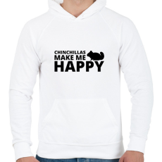 PRINTFASHION Chinchillas make me happy - Férfi kapucnis pulóver - Fehér