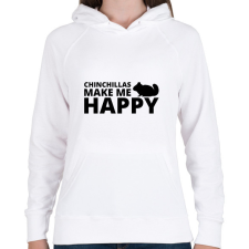 PRINTFASHION Chinchillas make me happy - Női kapucnis pulóver - Fehér női pulóver, kardigán