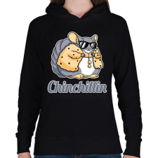 PRINTFASHION Chinchillin - Női kapucnis pulóver - Fekete női pulóver, kardigán