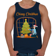 PRINTFASHION Chinny Christmas - Férfi atléta - Sötétkék