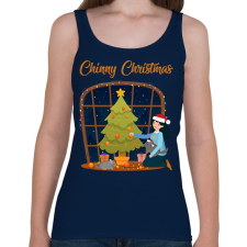 PRINTFASHION Chinny Christmas - Női atléta - Sötétkék női trikó