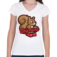 PRINTFASHION Chipmunk - Női V-nyakú póló - Fehér női póló