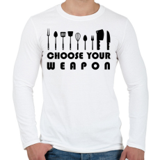 PRINTFASHION Choose your weapon - Férfi hosszú ujjú póló - Fehér