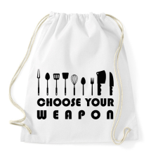 PRINTFASHION Choose your weapon - Sportzsák, Tornazsák - Fehér tornazsák