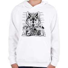 PRINTFASHION Chopper és farkas born to be wild - Gyerek kapucnis pulóver - Fehér gyerek pulóver, kardigán