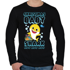 PRINTFASHION Christmas Baby Shark - Férfi hosszú ujjú póló - Fekete férfi póló