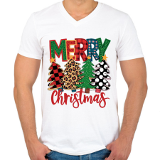 PRINTFASHION Christmas - Férfi V-nyakú póló - Fehér férfi póló