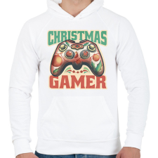 PRINTFASHION christmas gamer, karácsonyi játékos - Férfi kapucnis pulóver - Fehér férfi pulóver, kardigán