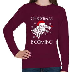 PRINTFASHION Christmas is coming! - Női pulóver - Bordó