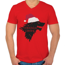PRINTFASHION Christmas is coming - Trónok harca - Férfi V-nyakú póló - Piros férfi póló