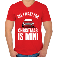 PRINTFASHION CHRISTMAS MINI - Férfi V-nyakú póló - Piros férfi póló