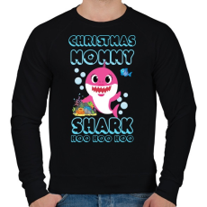 PRINTFASHION Christmas Mommy Shark - Férfi pulóver - Fekete