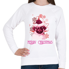 PRINTFASHION christmas pug - Női pulóver - Fehér női pulóver, kardigán