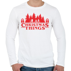 PRINTFASHION Christmas things Sranger Things póló - Férfi hosszú ujjú póló - Fehér