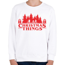 PRINTFASHION Christmas things Sranger Things póló - Gyerek pulóver - Fehér gyerek pulóver, kardigán