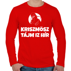 PRINTFASHION CHRISTMAS TIME IS HERE - Férfi hosszú ujjú póló - Piros