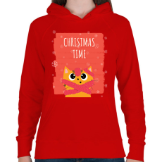PRINTFASHION CHRISTMAS TIME - Női kapucnis pulóver - Piros