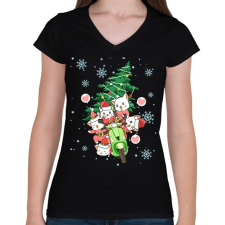 PRINTFASHION Christmas Vespa - Női V-nyakú póló - Fekete női póló