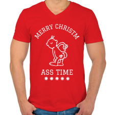 PRINTFASHION ChristmASS 5 - Férfi V-nyakú póló - Piros férfi póló