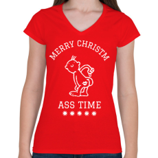 PRINTFASHION ChristmASS 5 - Női V-nyakú póló - Piros