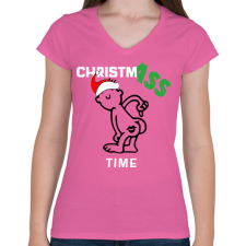 PRINTFASHION ChristmASS - Női V-nyakú póló - Rózsaszín női póló