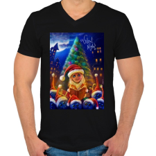 PRINTFASHION Christmasuj - Férfi V-nyakú póló - Fekete férfi póló