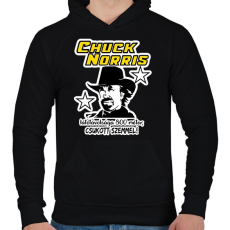 PRINTFASHION Chuck Norris látótávolsága csukott szemmel - Férfi kapucnis pulóver - Fekete