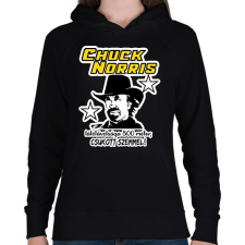 PRINTFASHION Chuck Norris látótávolsága csukott szemmel - Női kapucnis pulóver - Fekete női pulóver, kardigán