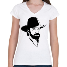 PRINTFASHION Chuck Norris - Női V-nyakú póló - Fehér női póló