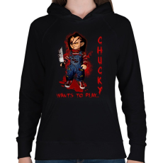 PRINTFASHION chucky doll - Női kapucnis pulóver - Fekete