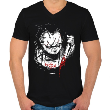 PRINTFASHION Chucky - Férfi V-nyakú póló - Fekete férfi póló